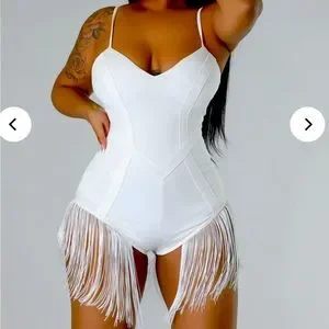 White fringe romper worn once size small